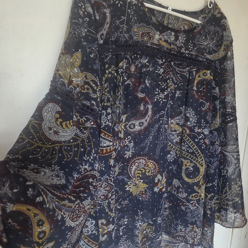 Style & Co. Sheer Paisley Blouse With Wide Sleeves